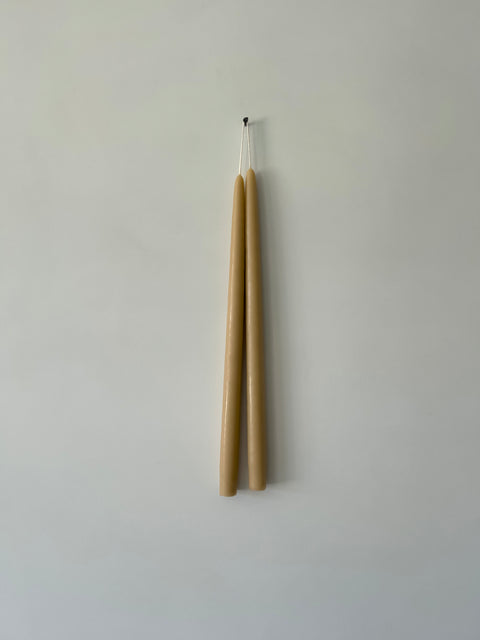 Pair of Hand-Dipped Taper Candles, Cafe Au Lait