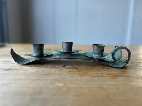 Copper Leaf Candle Holder