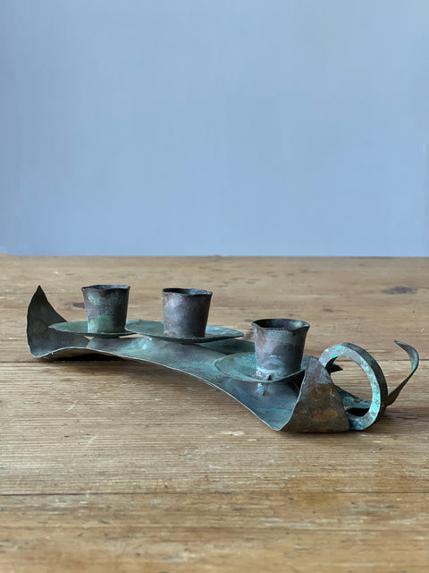 Copper Leaf Candle Holder