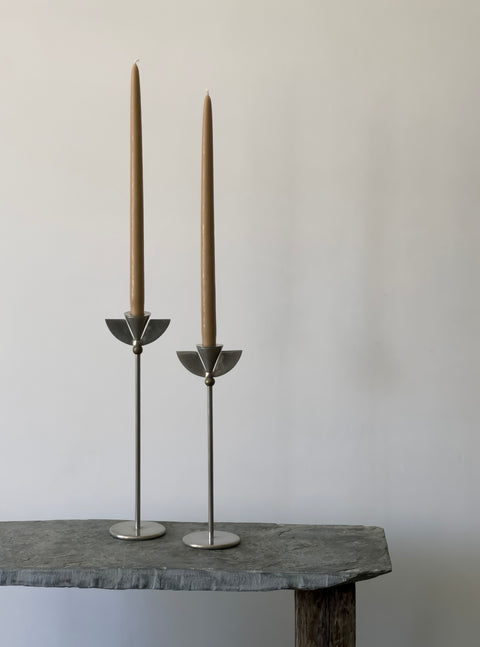 Pair of Hand-Dipped Taper Candles, Cashmere