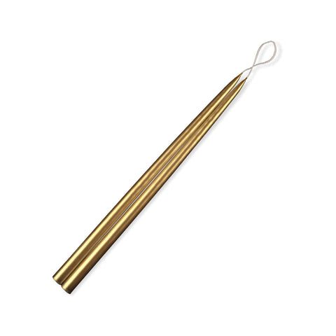 Pair of Hand-Dipped Taper Candles, Antique Gold