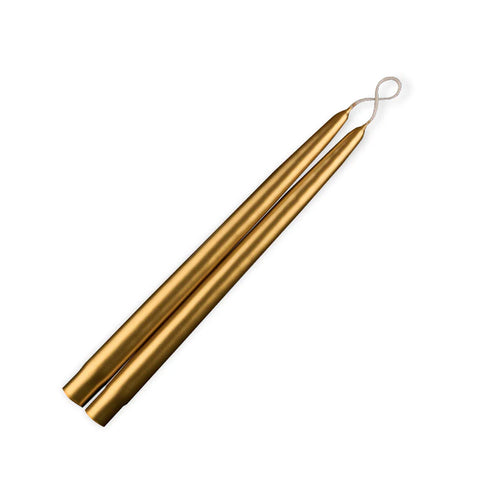 Pair of Hand-Dipped Taper Candles, Antique Gold