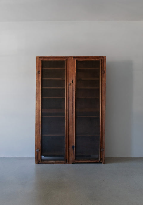 Mesh Front Pine Storage Cabinet