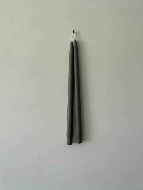Pair of Hand-Dipped Taper Candles, Pewter
