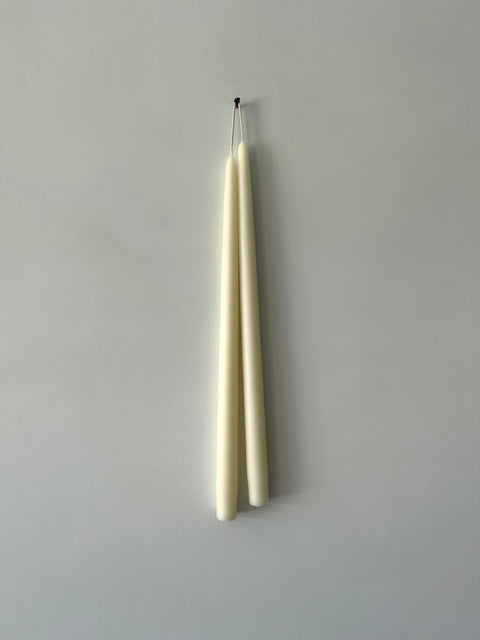 Pair of Hand-Dipped Taper Candles, Ivory