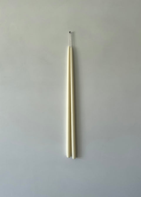 Pair of Hand-Dipped Taper Candles, Ivory