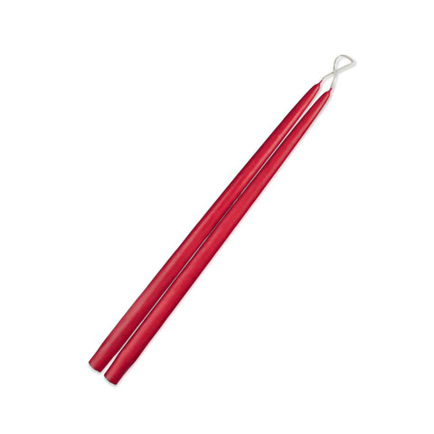 Pair of Hand-Dipped Taper Candles, Scarlet Red