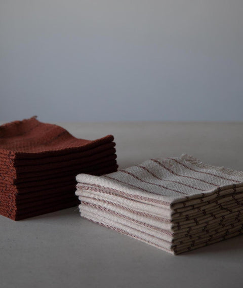 Cottolin Stripe Napkin, Natural + Tabac