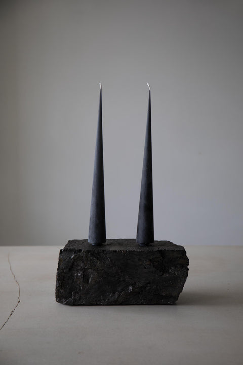 Pair of Cone Taper Candles, Black