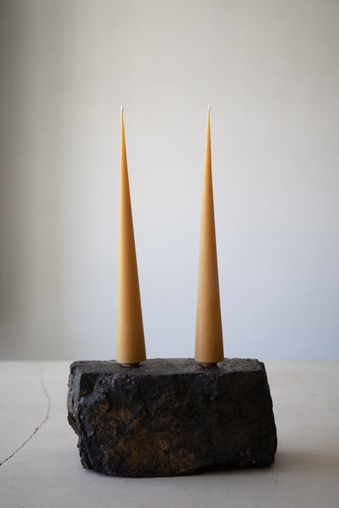 Pair of Cone Taper Candles, Natural Beeswax