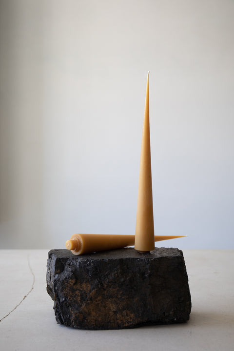 Pair of Cone Taper Candles, Natural Beeswax