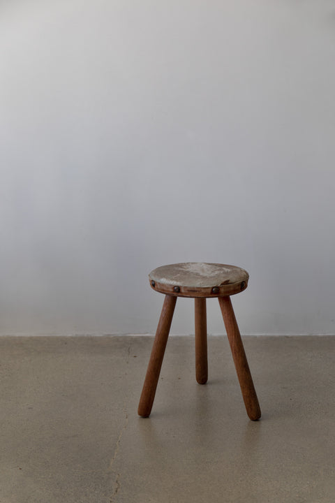 Leather and Wood Stool